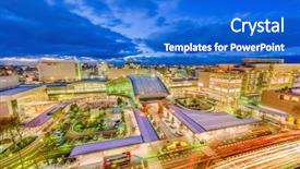  Presentation with city japan - PPT layouts having ishikawa - kanazawa japan downtown city skyline background and a cobalt blue colored foreground
