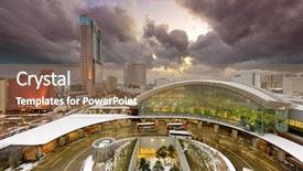  Presentation with city japan - Slide deck featuring ishikawa - kanazawa japan downtown city skyline background and a  colored foreground