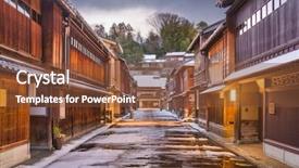  Presentation with winter scene - PPT layouts consisting of ishikawa - kanazawa japan street scene background and a tawny brown colored foreground
