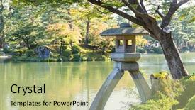  Presentation with partikel japan - Cool new PPT layouts with ishikawa - kenrokuen garden in kanazawa backdrop and a mint green colored foreground