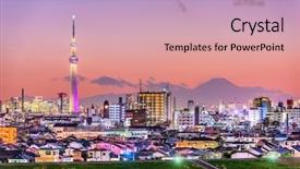  Presentation with tokyo - PPT layouts having ishikawa - tokyo japan skyline with mt background and a  colored foreground