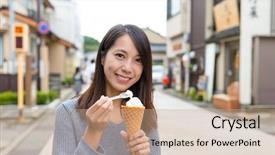  Presentation with ice cream food truck - Amazing theme having ishikawa - woman eating ice cream backdrop and a coral colored foreground