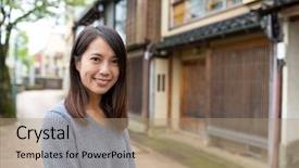  Presentation with japanese - Colorful slide set enhanced with ishikawa - young woman in japanese city backdrop and a  colored foreground