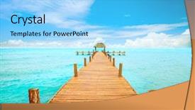  Presentation with cancun - Theme enhanced with tourism concept tropic paradise background and a light blue colored foreground