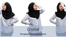  Presentation with hijab - Presentation design consisting of islam - arab woman wearing hijab stressful background and a light blue colored foreground