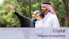  Presentation with cute - PPT theme enhanced with islam - cute arabian family looking background and a light blue colored foreground