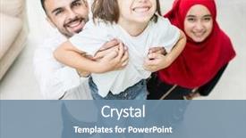  Presentation with muslim family - Cool new presentation with islam - happy muslim family at modern backdrop and a seafoam green colored foreground