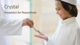  Presentation with lifestyle - PPT theme consisting of islam - lifestyle family people posing background and a sky blue colored foreground