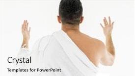  Presentation with kaaba - Presentation design featuring islam - muslim man posing as ready background and a white colored foreground