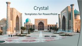  Presentation with uzbekistan - Beautiful presentation featuring islam - panorama of registan square backdrop and a sky blue colored foreground