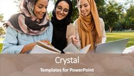  Presentation with islam books - PPT theme enhanced with islam - photo of a happy young background and a coral colored foreground