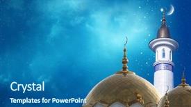  Presentation with islam ramadan - Presentation theme enhanced with islam - ramadan kareem background crescent moon background and a ocean colored foreground