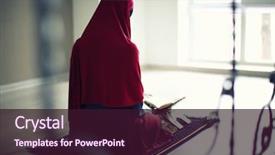  Presentation with woman muslim - Slides featuring islam - young muslim woman praying indoors background and a wine colored foreground