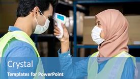  Presentation with covid coronavirus - Audience pleasing PPT theme consisting of islam-asian-warehouse-worker-take backdrop and a teal colored foreground