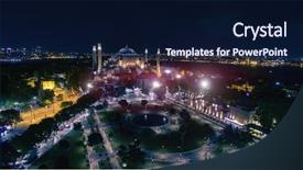  Presentation with hagia sophia - Colorful PPT theme enhanced with islam christianity - aerial night view of hagia backdrop and a navy blue colored foreground