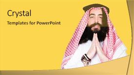  Presentation with long hair man - Audience pleasing slide set consisting of islam christianity - arabian business man with long backdrop and a  colored foreground
