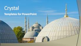  Presentation with hagia sophia - Beautiful slide deck featuring islam christianity - blue mosque sultan ahmet mosque backdrop and a teal colored foreground