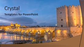  Presentation with cordoba - Presentation design featuring islam christianity - cordoba spain old town seen background and a teal colored foreground