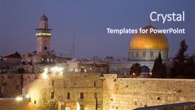  Presentation with quarter - Beautiful slide deck featuring islam christianity - dome of the rock backdrop and a ocean colored foreground