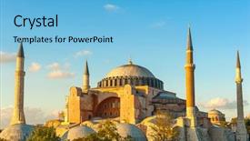  Presentation with hagia sophia - PPT layouts with islam christianity - hagia sophia in the evening background and a light blue colored foreground