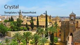  Presentation with cordoba - Slide set consisting of islam christianity - view of alcazar and cathedral background and a light blue colored foreground