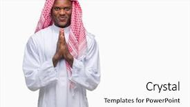  Presentation with praying hands - Slides enhanced with islam christianity - young arabic african man wearing background and a  colored foreground