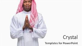  Presentation with praying hands - Colorful presentation theme enhanced with islam christianity - young arabic african man wearing backdrop and a  colored foreground