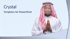  Presentation with praying hands - Colorful presentation enhanced with islam christianity - young arabic african man wearing backdrop and a  colored foreground