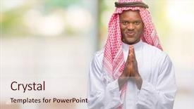  Presentation with arabic music arab man playing - Colorful slide deck enhanced with islam christianity - young arabic african man wearing backdrop and a lemonade colored foreground