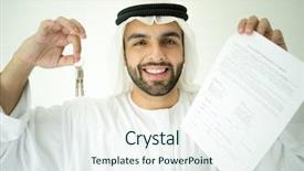  Presentation with arabic - Colorful presentation enhanced with islam economy - arabic man making successful deal backdrop and a sky blue colored foreground