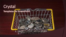  Presentation with concept for problem solving many - Presentation enhanced with islam economy - many one dirham coins background and a wine colored foreground