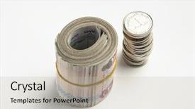  Presentation with bills - Audience pleasing slide deck consisting of islam economy - rolled hundred dirham bills along backdrop and a light gray colored foreground