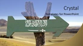  Presentation with saudi arabia - Amazing slide deck having islam economy - saudi arabia wooden sign backdrop and a light blue colored foreground