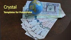  Presentation with spread - Amazing presentation having islam economy - saudi rials currency notes along backdrop and a wine colored foreground
