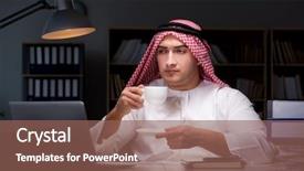  Presentation with late - PPT theme consisting of islam free - arab businessman working late background and a  colored foreground