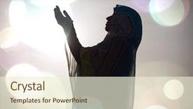 Presentation with arabic woman - Audience pleasing slides consisting of islam free - silhouette muslim arabic woman praying backdrop and a  colored foreground