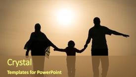  Presentation with family holding hands - Colorful presentation theme enhanced with islam free - silhouette of happy family holding backdrop and a tawny brown colored foreground