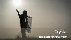  Presentation with praying hands on open bible - PPT layouts consisting of islam free - silhouette woman praying with her background and a  colored foreground