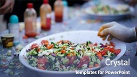  Presentation with street food - Slide deck consisting of islam free - street food for people background and a ocean colored foreground