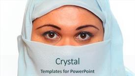  Presentation with woman muslim - PPT layouts featuring islam germany - young muslim woman with hide background and a sky blue colored foreground