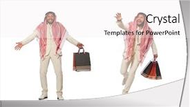  Presentation with islam - Presentation design consisting of islam market - arab man with shopping bags background and a  colored foreground