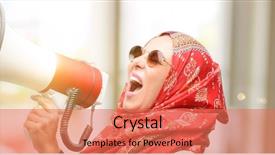  Presentation with arabian woman wearing hijab muslim - Beautiful presentation theme featuring islam market - middle age muslim arab woman backdrop and a coral colored foreground