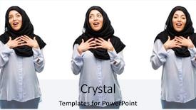  Presentation with love heart - PPT theme featuring islam marriage - arab woman wearing hijab having background and a light blue colored foreground