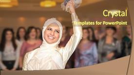  Presentation with throwing the rugbyball - Cool new presentation theme with islam marriage - bride throwing bouquet for guests backdrop and a tawny brown colored foreground
