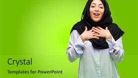  Presentation with heart love - Slide deck having islam marriage - young arab woman wearing hijab background and a yellow colored foreground