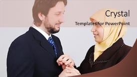  Presentation with muslim - Presentation theme enhanced with islam marriage - young muslim couple looking background and a coral colored foreground