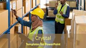  Presentation with islam - PPT theme enhanced with islam-muslim-female-warehouse-worker background and a tawny brown colored foreground