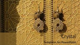  Presentation with fes - Cool new PPT layouts with islam pattern - brass gate of the royal backdrop and a gold colored foreground