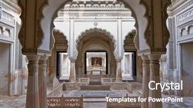  Presentation with muslim - Audience pleasing presentation theme consisting of islam pattern - intricate muslim architecture backdrop and a violet colored foreground