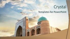 Presentation with architecture - Colorful theme enhanced with islam pattern - samarkand architecture backdrop and a sky blue colored foreground